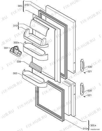 Взрыв-схема холодильника Electrolux ERB3360 - Схема узла Door 003